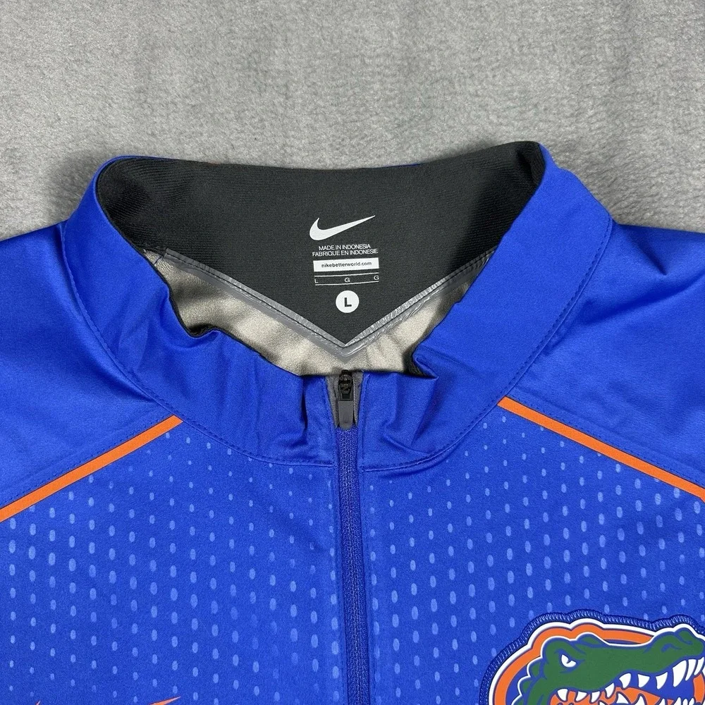 Nike Florida Gators 1/4 Zip Pullover Jacket Blue Orange NCAA Men's L Insulated